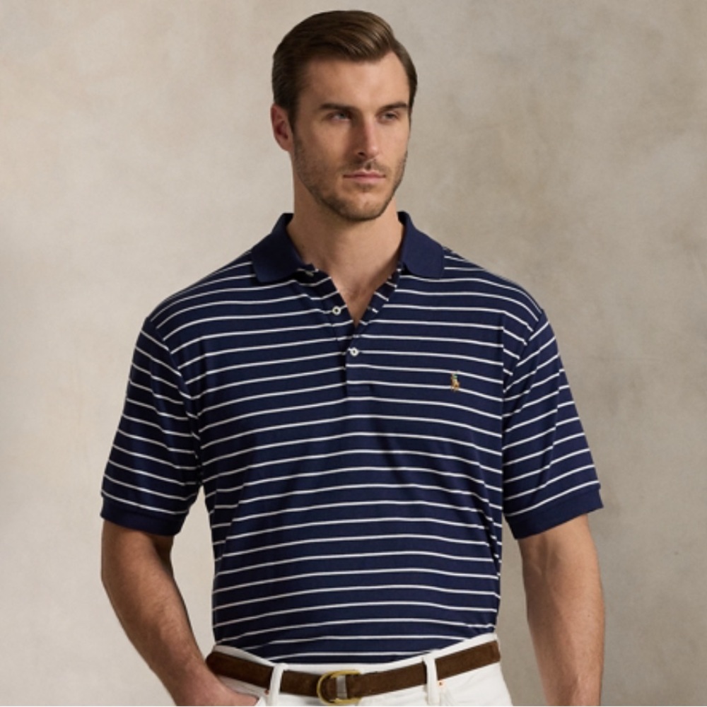 Polo by Ralph Lauren Navy Striped Slim Fit Men's Shirt Size XL